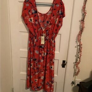 Floral Red Dressspring flower dress